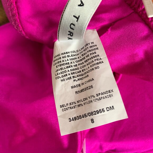 Trina Turk Monaco Ruffle Bandeau One Shoulder Swim Bikini Top Hot Pink Size 8 - Picture 7 of 8